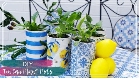 transforming metal can into plant pots